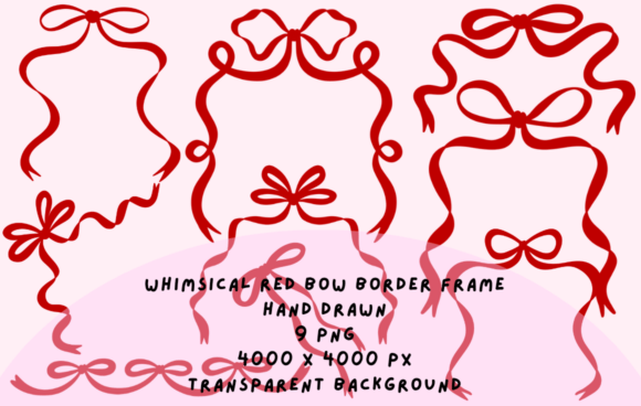 Download Whimsical Red Bow Border Frame - Red Collection