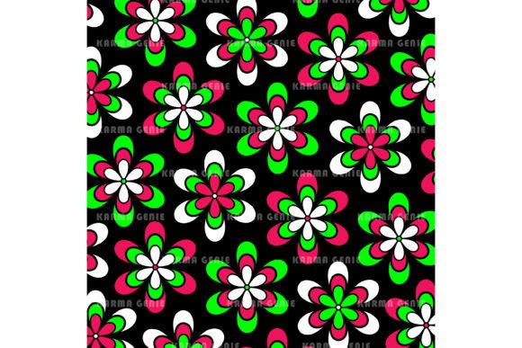 Download Funky Floral Red Green Retro Pattern - Red Collection