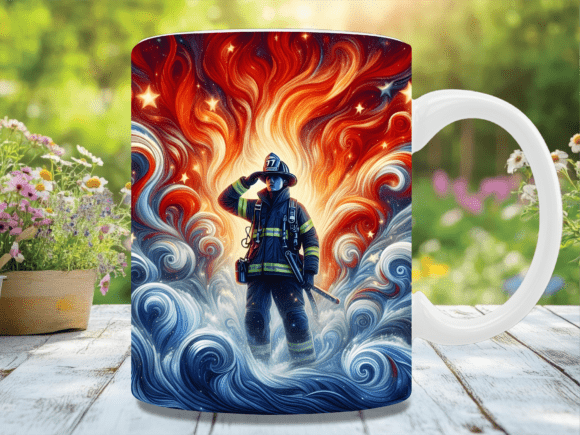 Download Firefighter Hero Flame Art Mug Wrap - Flame art Collection