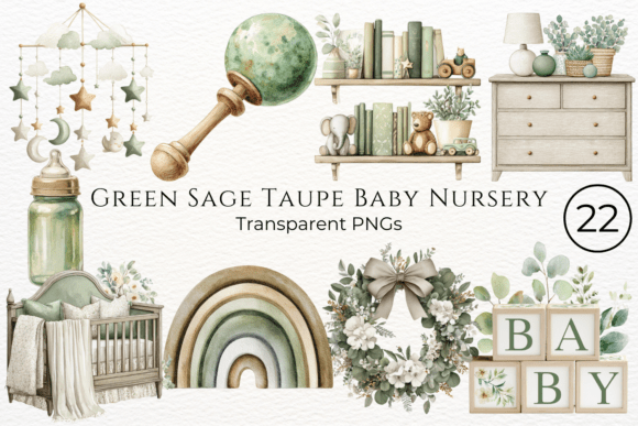 Download Green Sage Taupe Baby Nursery Clipart - Taupe Collection