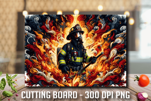 Download Brave Fireman Flame Art Cutting Board - Flame art Collection