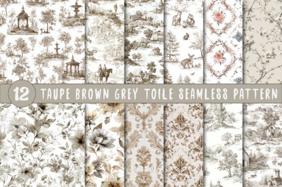 Download Taupe Brown Grey Toile Seamless Pattern - Taupe Collection