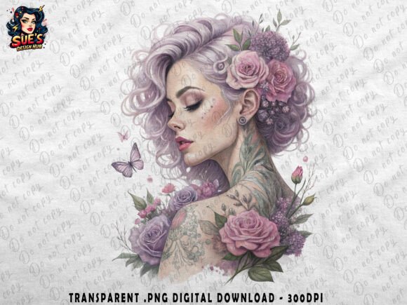 Download Lavender-Haired Beauty with Flowers - Red Collection