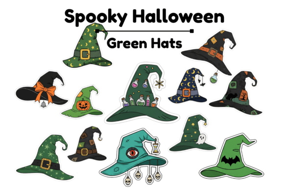 Download Green Spooky Halloween Hats Clipart Pack - Hat Collection