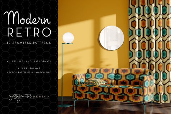 Download 12 Seamless Modern Retro Patterns - Modern retro Collection