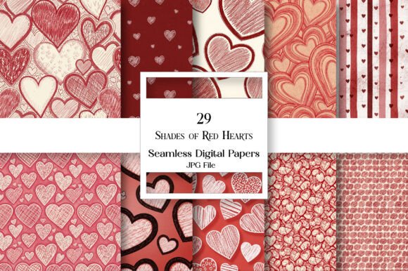 Download Shades of Red Hearts Digital Paper - Red Collection